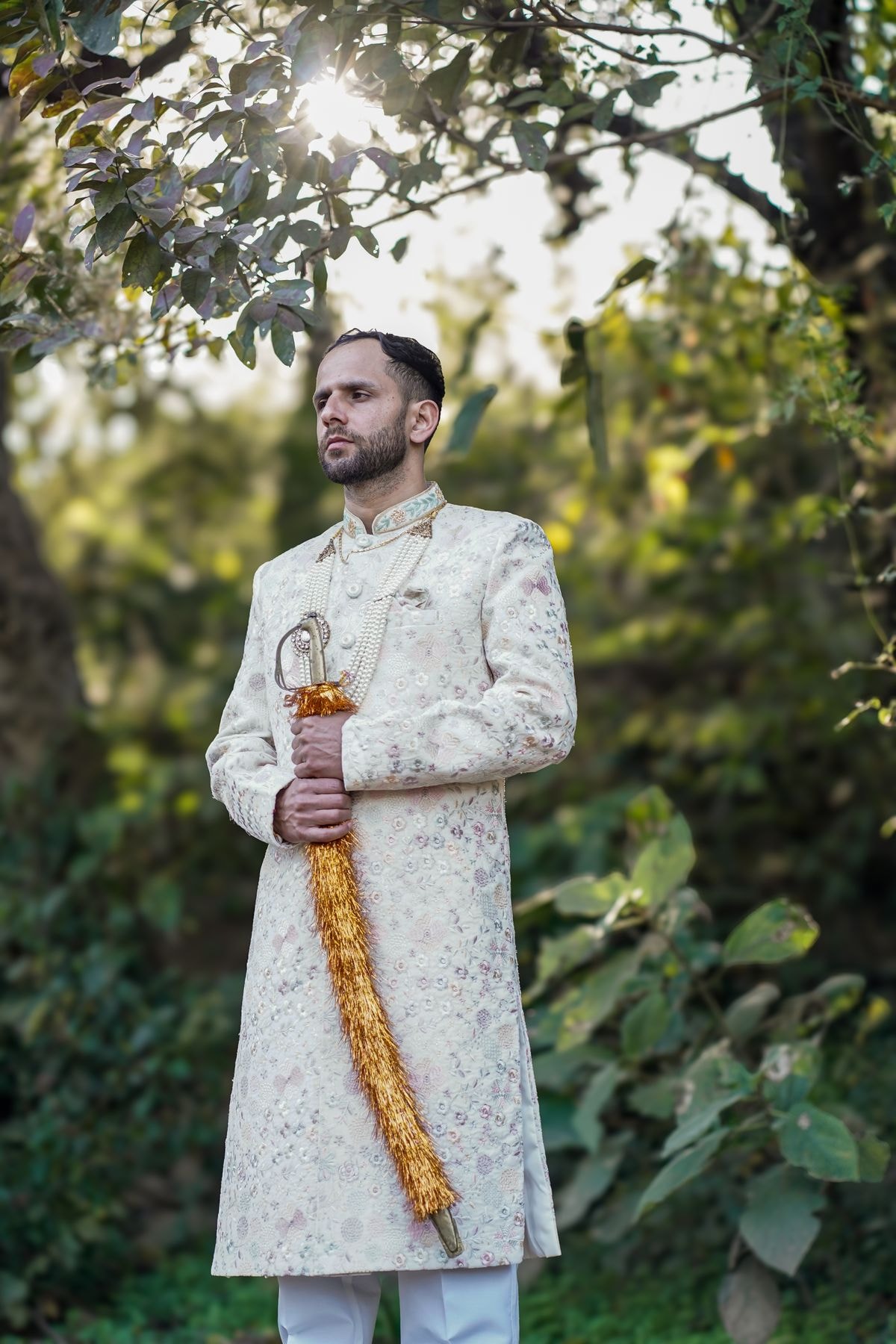 Ivory Chikankari Sherwani
