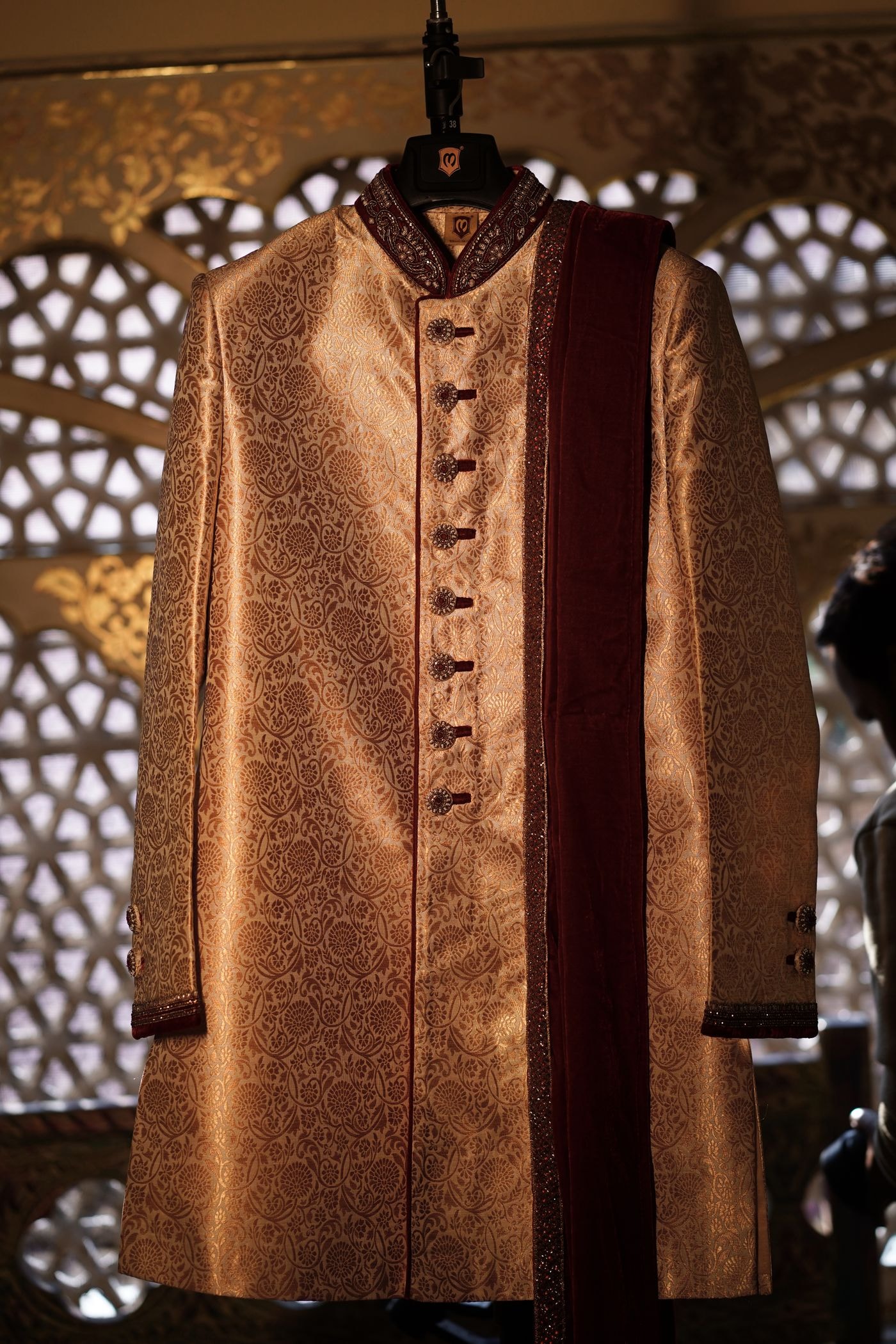 Gold Brocade Wedding Sherwani