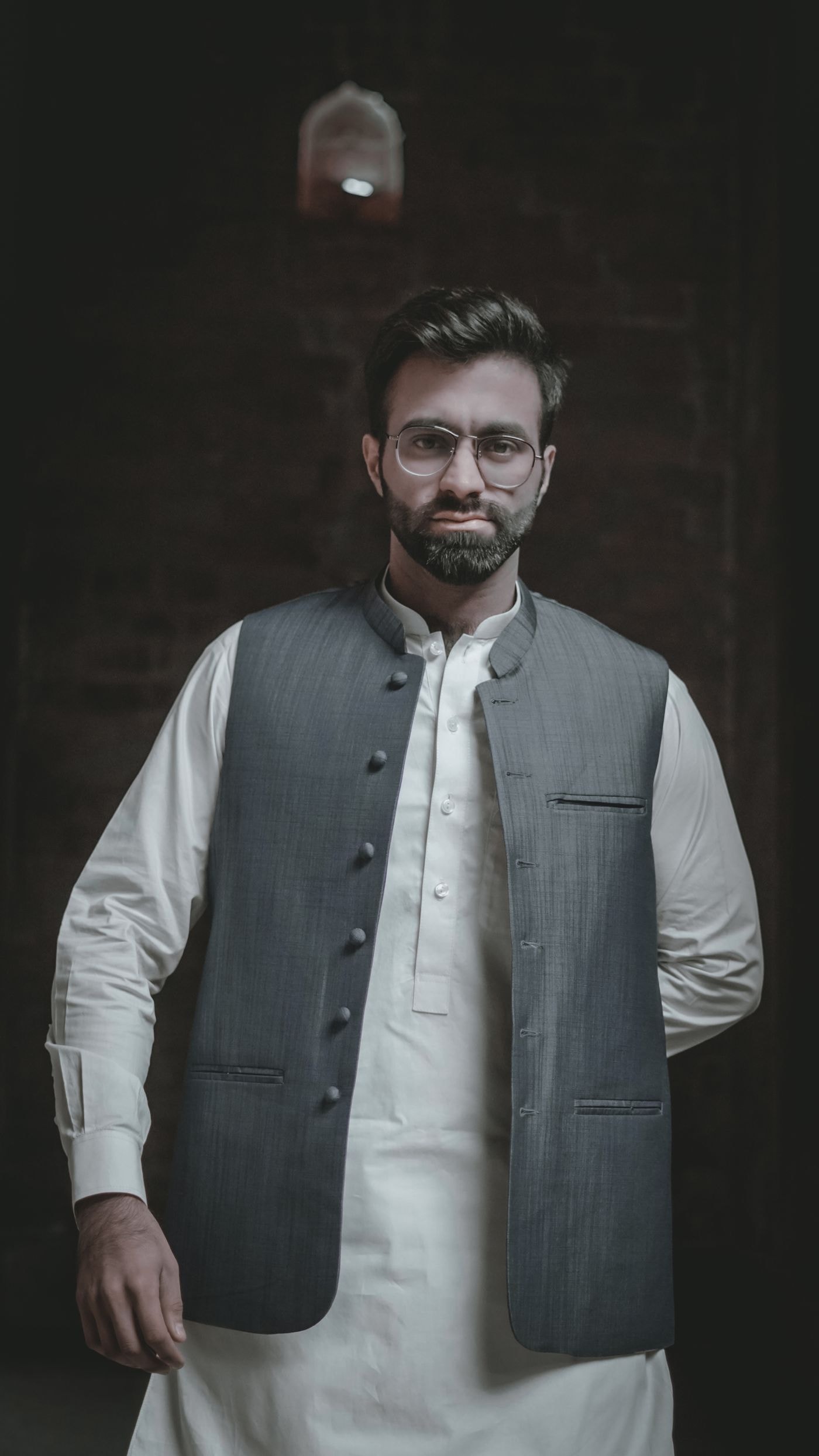 Grey Textured Nehru Waistcoat
